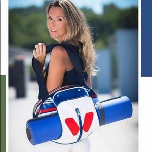NEW IDAWEN vegan faux leather red blue yoga pickleball bag!